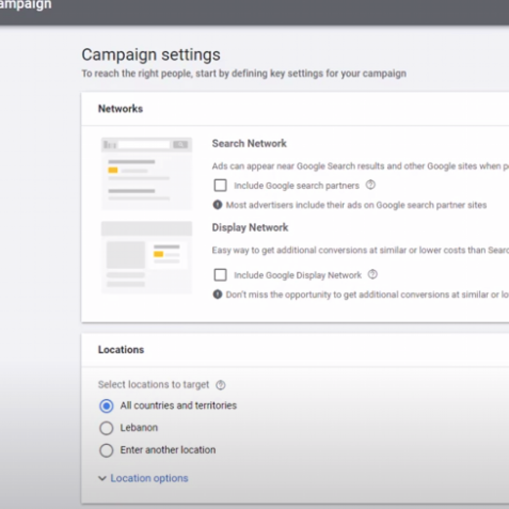 Uncheck network ads on Google ads 1024x1024