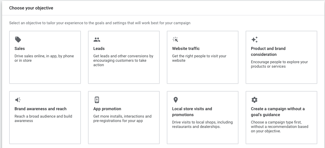 Choose your Google Ads objectives