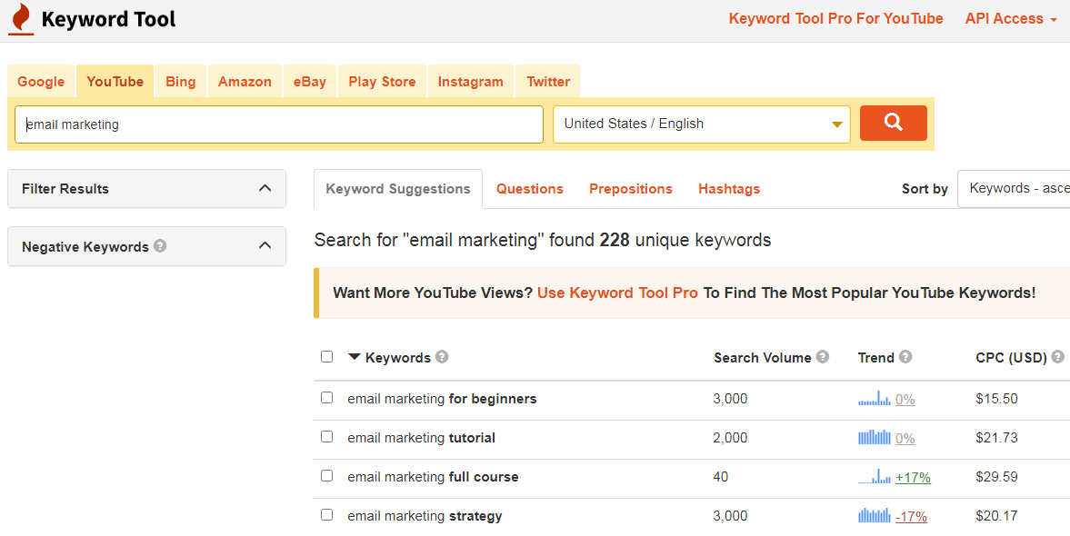 KeywordToo.io YouTube Keyword Tool